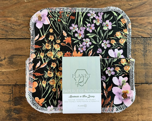 Paperless Napkins - Black Grounded Floral