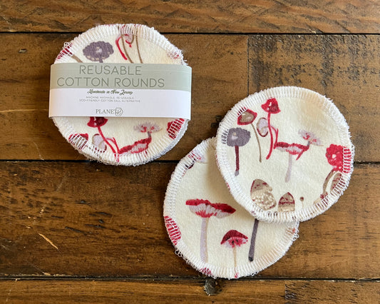 Cotton Rounds - Watercolor Mushrooms